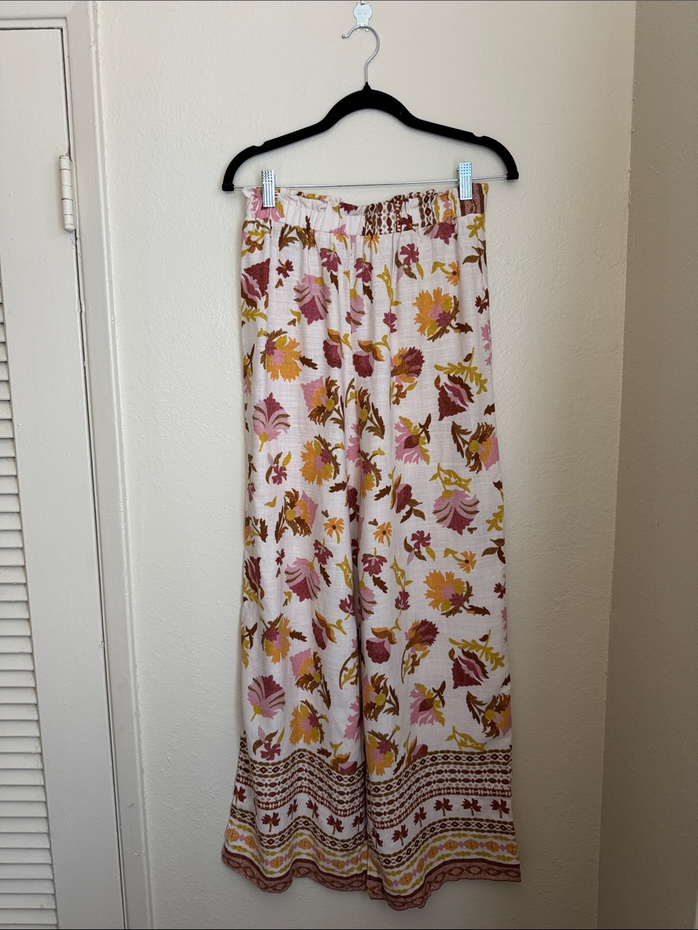 GLG Floral Linen Blend Bohocoastal Pink and Mustard Women’s S 2 Piece Pant Set - Picture 6 of 9